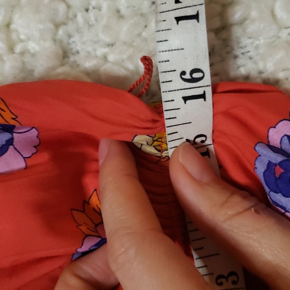 Vintage 80s lori ann red floral dress w/peter pan collar small - Picture 8 of 9